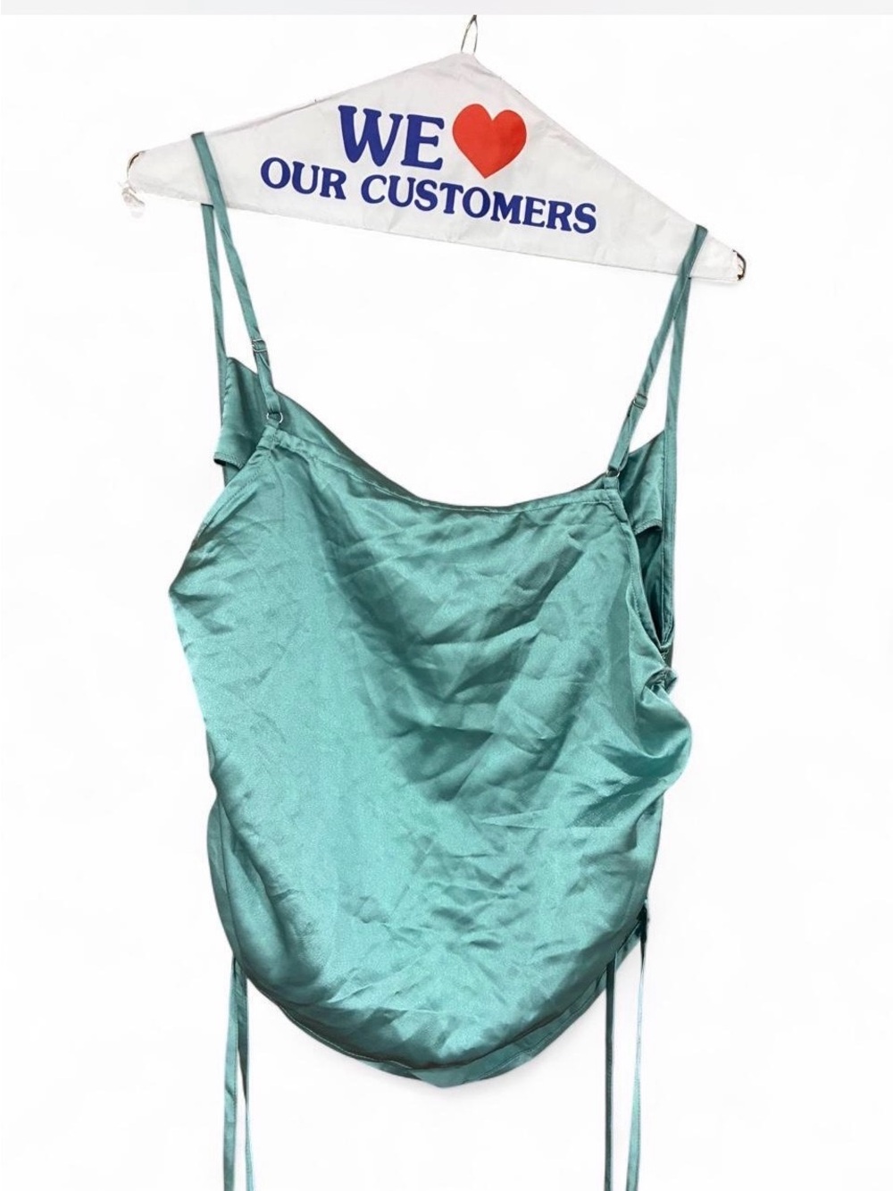 Forever 21 Satin Teal Cowl Neck Spaghetti-Strap Camisole